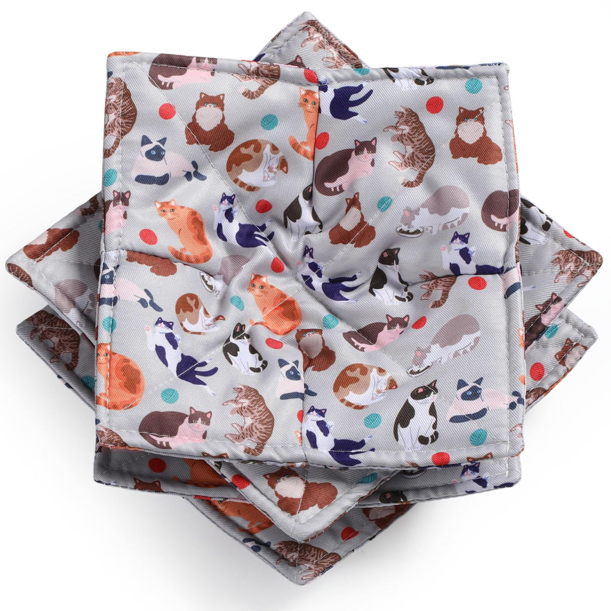 Cunhill 4 Pcs Cotton Microwave Bowl Cozy,Blue,Dog Style