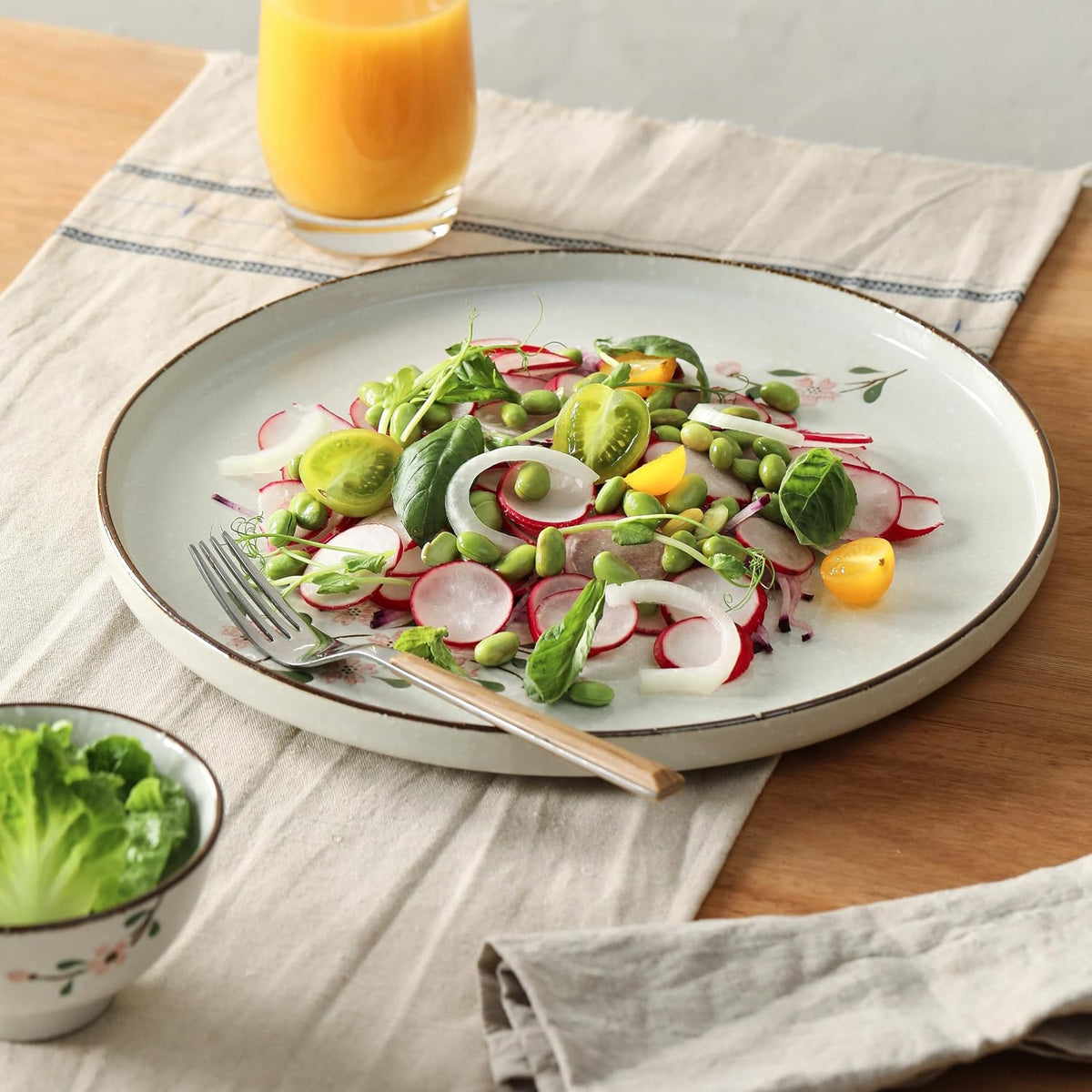 Dinner Plates Ceramic Plate Set - 12" Large Serving Plate Sets - Flat Round Big Porcelain Plates for Kitchen (4Pack, Pink Sakura)