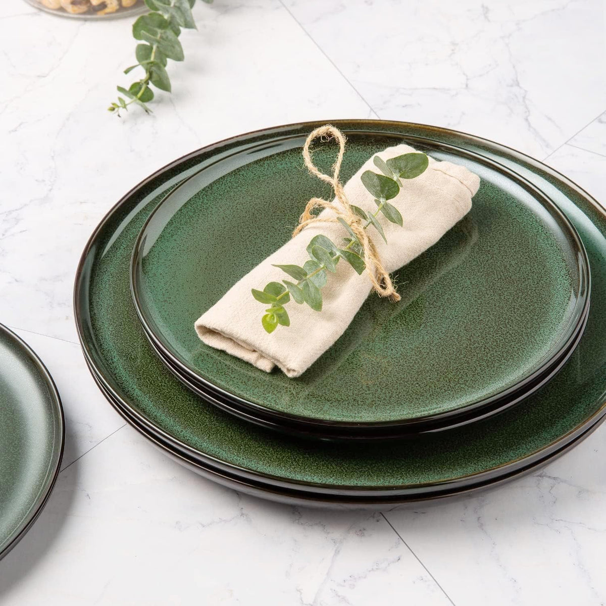 LERATIO Ceramic Dinner Plates Set of 6,10.5 Inch Reactive Glaze Plate Sets