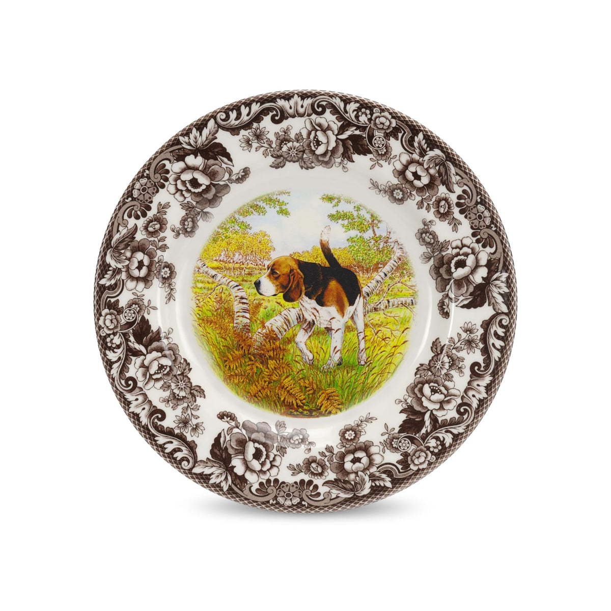 Spode Woodland Hunting Dogs Flat Coated Pointer Salad Plate