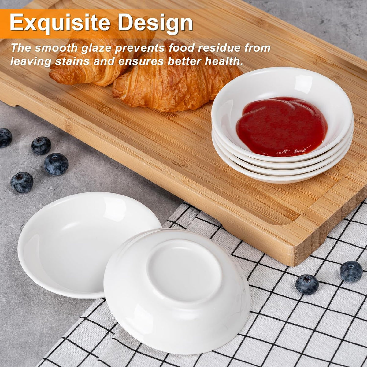 Eisinly 6 Pack Dipping Bowls, 3 OZ Small Ceramic Soy Sauce Dish, White