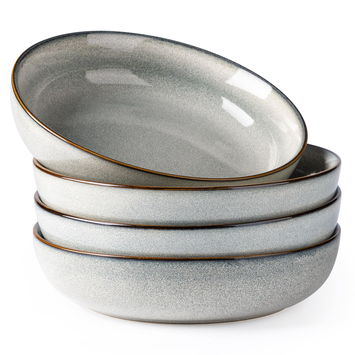 GBhome 8.75'' Large Ceramic Pasta Bowls, 38oz Stoneware Pasta Serving Bowls Set of 4 for Kitchen, Wide Bowls for Fruit,Pasta,Salad,Oatmeal,Meal, Microwave Safe, Reactive Glaze