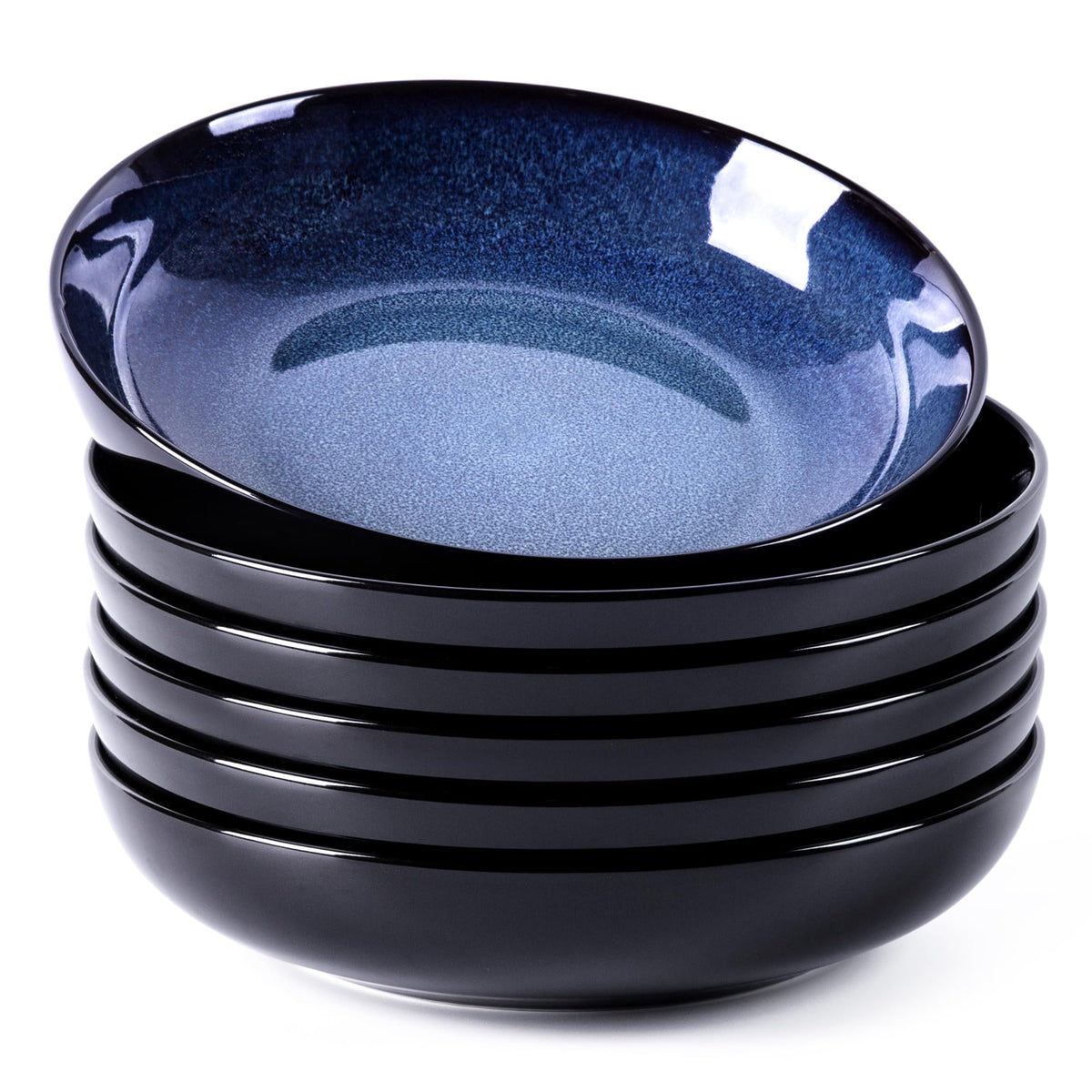 LERATIO 9.0" Ceramic Pasta Bowls Set of 4,38oz Large Stoneware Bowls Set