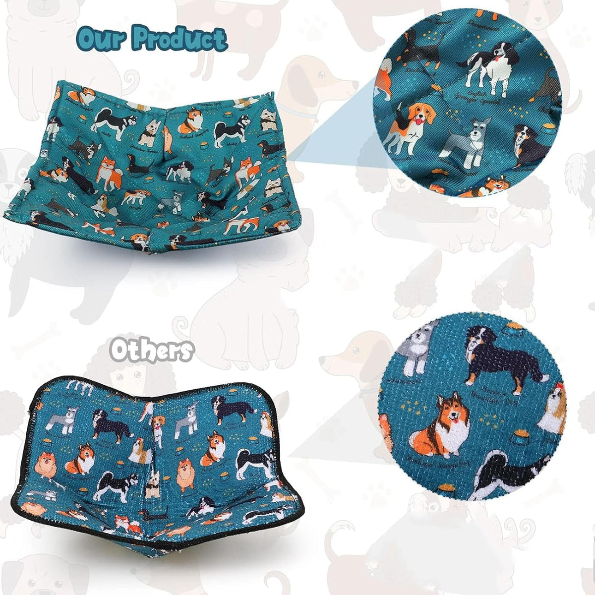 Cunhill 4 Pcs Cotton Microwave Bowl Cozy,Blue,Dog Style