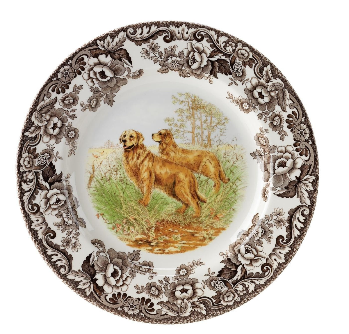 Spode Woodland Hunting Dogs Flat Coated Pointer Salad Plate