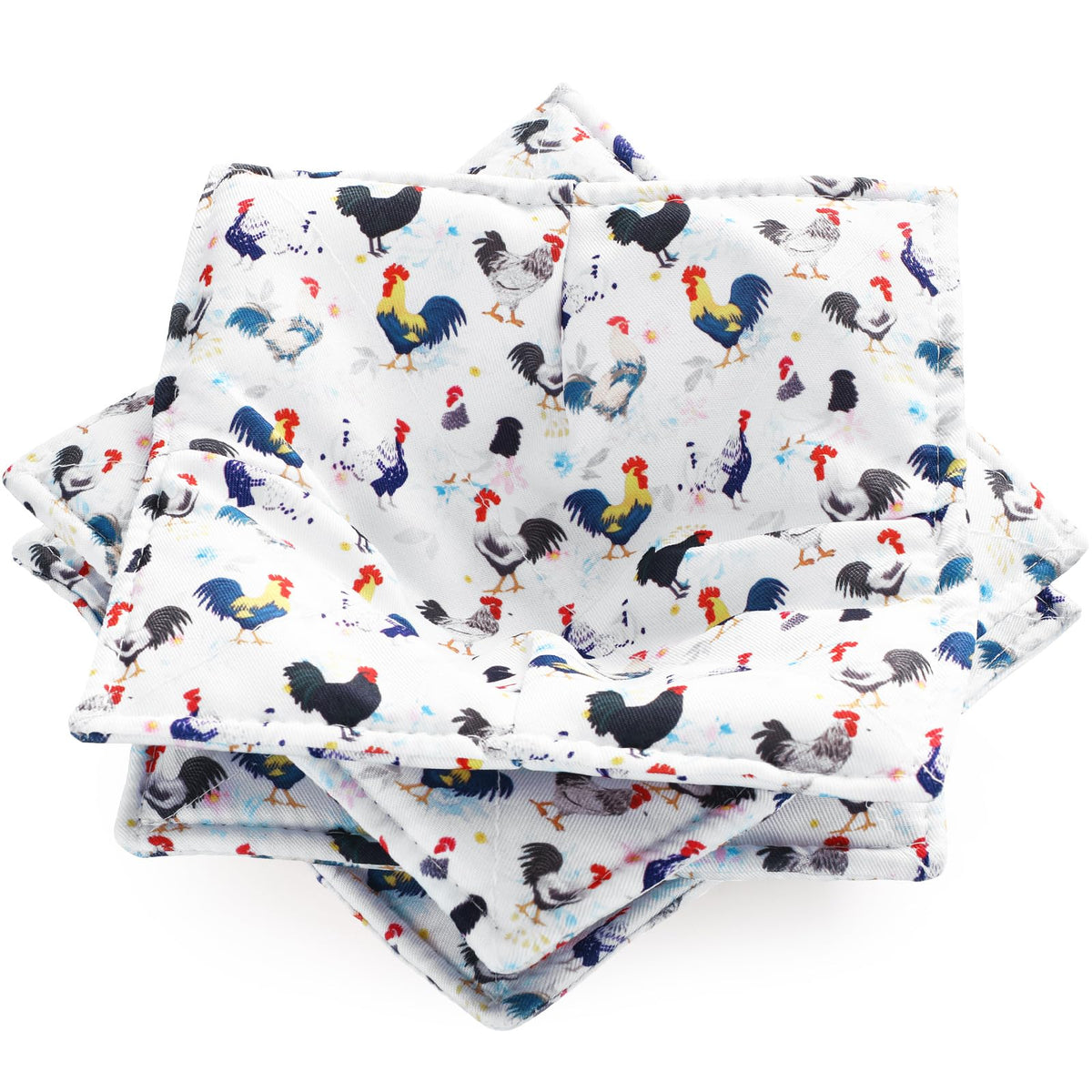 Cunhill 4 Pcs Cotton Microwave Bowl Cozy,Blue,Dog Style
