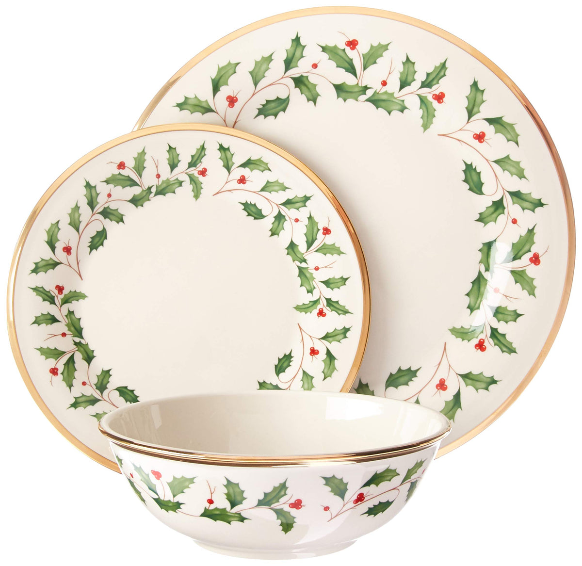 Lenox 883431 Holiday Place Setting Bowl, Red & Green, Christmas Dinnerware