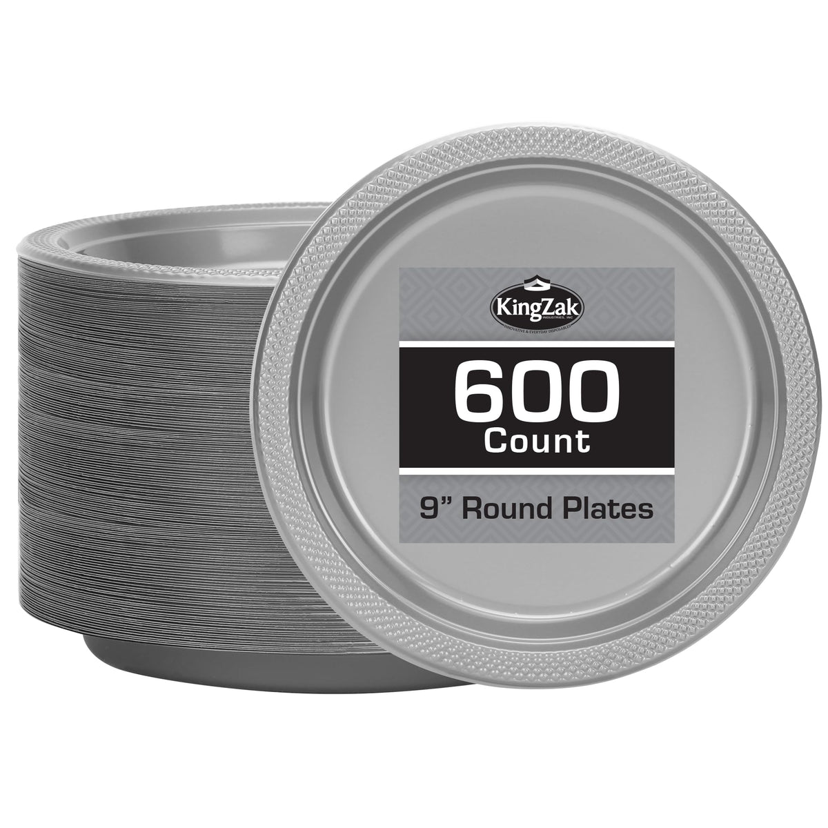 Silver Solid Color Premium Heavy Weight Plastic Dinner Plate (9") 50 Count - Premium Plastic, Elegant & Durable, Perfect for Events