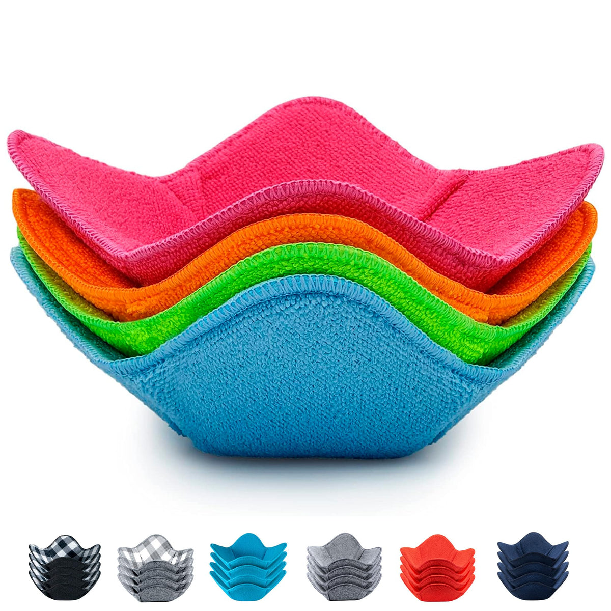 Aticca Microwave Bowl Cozy Holders, Heat Proof, Beige Multicolor 4-Pack