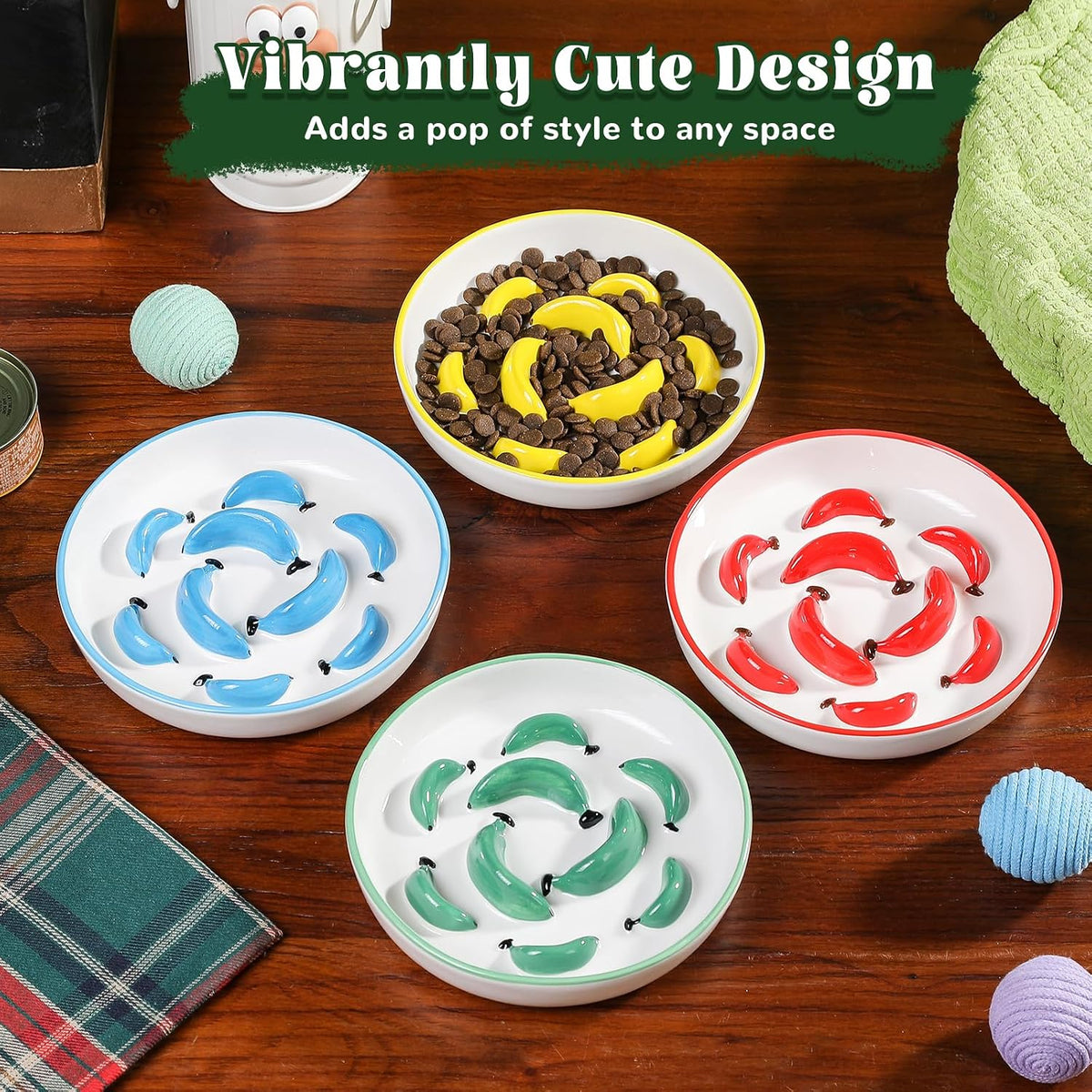 Ceramic Slow Feeder Cat Bowl, 6.3'' Wide Whisker Friendly Cat Puzzle Feeder