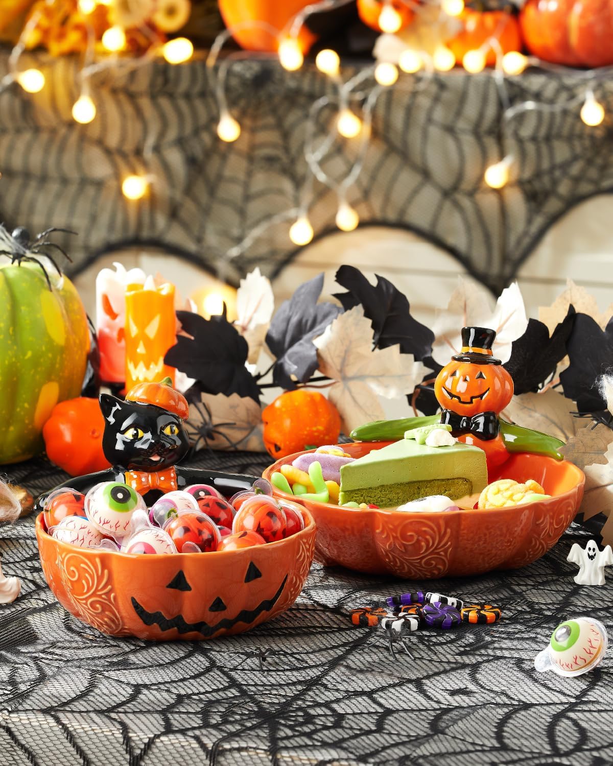 Metahom 8 Inch Halloween Candy Dish, Ceramic Pumpkin Candy Bowl, 28 Oz
