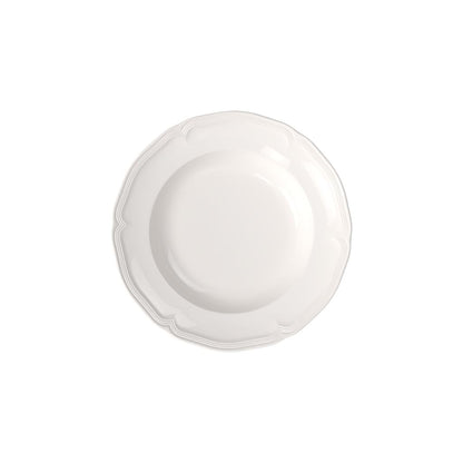 Villeroy & Boch Manoir Collection Pasta Bowl/Soup Plate, Premium Porcelain, Made in Germany, Dishwasher and Microwave Safe, Wide Rim, 9 in Diameter, 10 oz Capacity, Rich, Creamy White