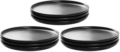 Dinner Plates 8 Inch, Matte Black Ceramic, Set of 3