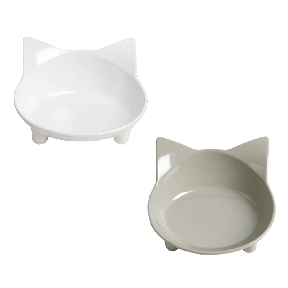 Cat Food Bowls Shallow Wide Non-Slip Whisker Friendly Dish for Indoor Cats
