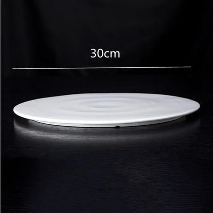 Dining Plates White Ceramic Steak Plate Sushi Cake Dessert Flat Plate Characteristic Hotel Restaurant Dinner Plate Round Western Food Plate Ceramic Dinner Plates，12 Inches