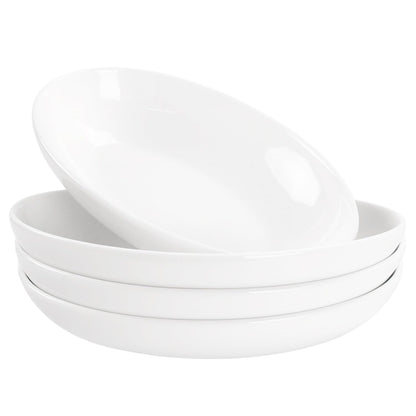 insongdafa Ceramic Serving Plate 27 oz, Set of 4 Oval Salad Plate, Entertaining Modern Kitchen Dishes, for Dinner, Fruit, Salad, Pasta- Microwave, Oven & Dishwasher Safe, 10.6 Inch Oval deep Plate
