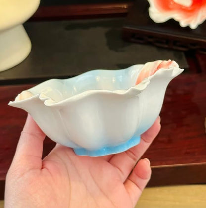 Goldfish Ceramic Bowl, Enamel Glaze Koi Fish Serving Dish, New Chinese Style Decorative Porcelain Rice Bowl, Microwave Safe Shallow Plate for Snack Sushi Sauce Home Kitchen Decor