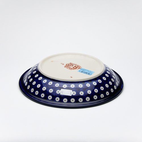 Polmedia Polish Pottery Pasta Bowl 9-inch UNIKAT - Country Rooster Pattern Handmade in Boleslawiec Poland + Certificate of Authenticity