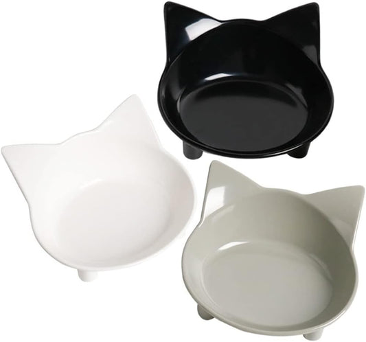 Cat Food Bowls Shallow Wide Non-Slip Whisker Friendly Dish for Indoor Cats