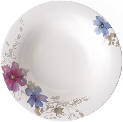 Villeroy & Boch Mariefleur Basic Rim Soup, 9 in, Premium Porcelain, White/Multicolored