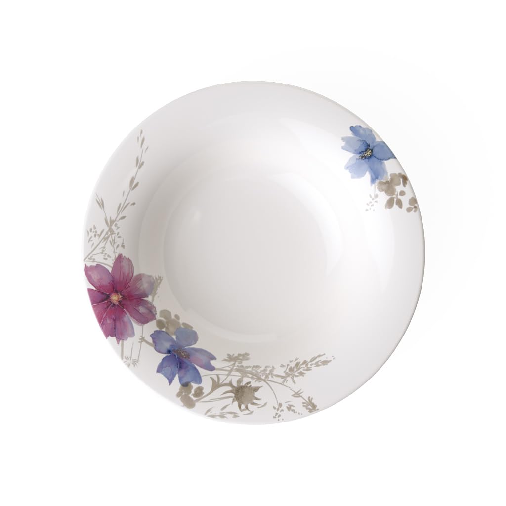 Villeroy & Boch Mariefleur Basic Rim Soup, 9 in, Premium Porcelain, White/Multicolored