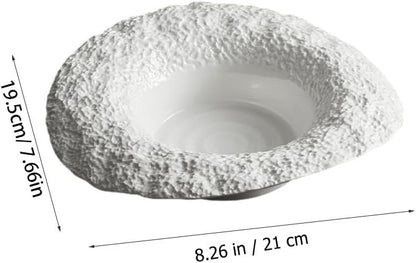 Cabilock Ceramic Pasta Plate with Rock Pattern, Deep Serving Dish for Meals