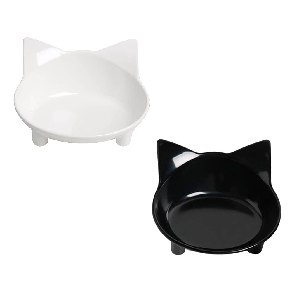 Cat Food Bowls Shallow Wide Non-Slip Whisker Friendly Dish for Indoor Cats