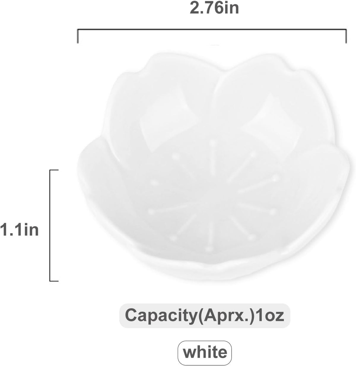 WHJY White Cherry Blossom Dish Set, Cute Pink Ceramic Plates, Sauce/Seasoning Dish, Sushi Dishes, Soy Dipping Bowl, Dessert, Appetizer Plates, Serving Dish for Kitchen Home – Set of 5