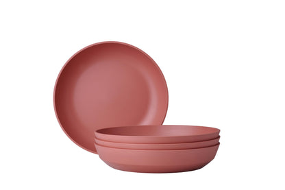 Mepal - Deep plate 4 pieces Silueta - Dishwasher & microwave resistant - Plastic plates - Dinner plates - Tableware - 21 cm - Nordic black
