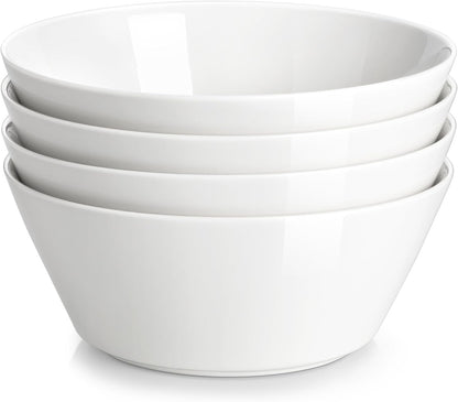 MALACASA 35 OZ Soup Bowls Set of 4, White Bowls Deep Cereal Ramen Bowl