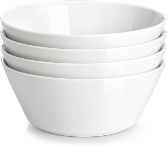 MALACASA 35 OZ Soup Bowls Set of 4, White Bowls Deep Cereal Ramen Bowl