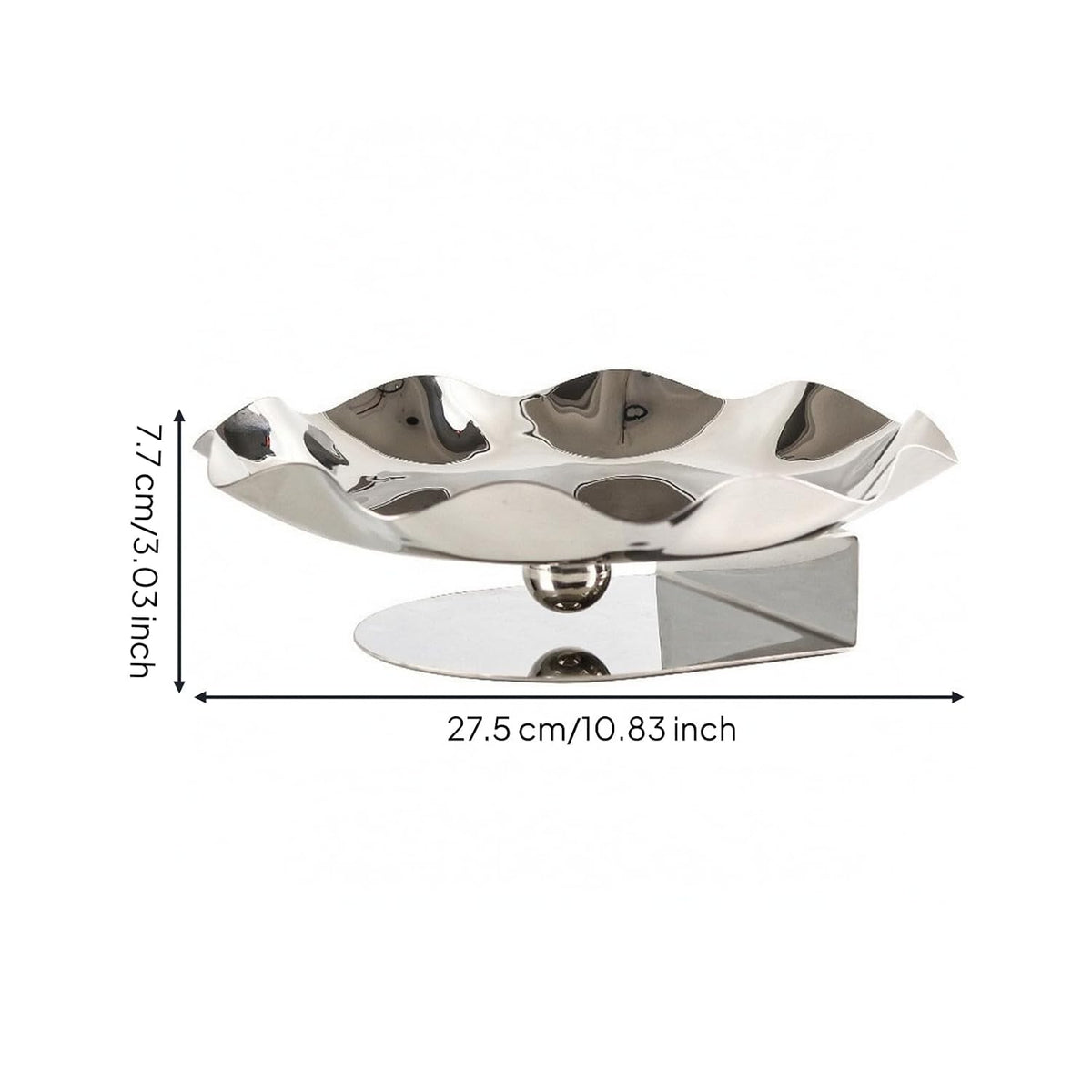 Baoblaze Industrial Tray Stainless Steel Fruit Serving Dish Appetizer Plate with Elevated Base and Shallow Bowl for Fresh Fruits Snacks At Gatherings Suitable for Office Breakroom Cafe