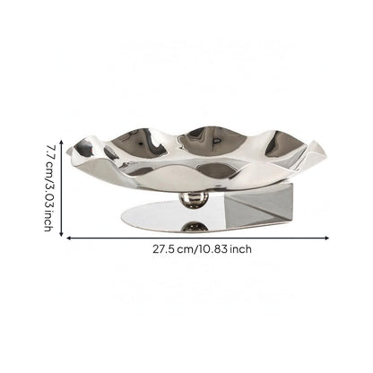 Baoblaze Industrial Tray Stainless Steel Fruit Serving Dish Appetizer Plate with Elevated Base and Shallow Bowl for Fresh Fruits Snacks At Gatherings Suitable for Office Breakroom Cafe