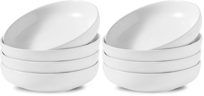 Stoneware Pasta Bowls, 34 oz Large Salad Bowl Set of 4, Ceramic Serving Bowls for Ramen, Pasta, Fruit, Cereal, Dinner, Wide and Shallow Bowls, Microwave & Dishwasher Safe, Matte Black