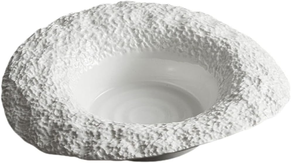 Cabilock Ceramic Pasta Plate with Rock Pattern, Deep Serving Dish for Meals