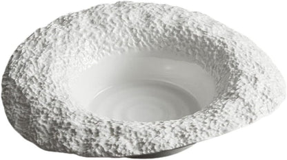 Cabilock Ceramic Pasta Plate with Rock Pattern, Deep Serving Dish for Meals
