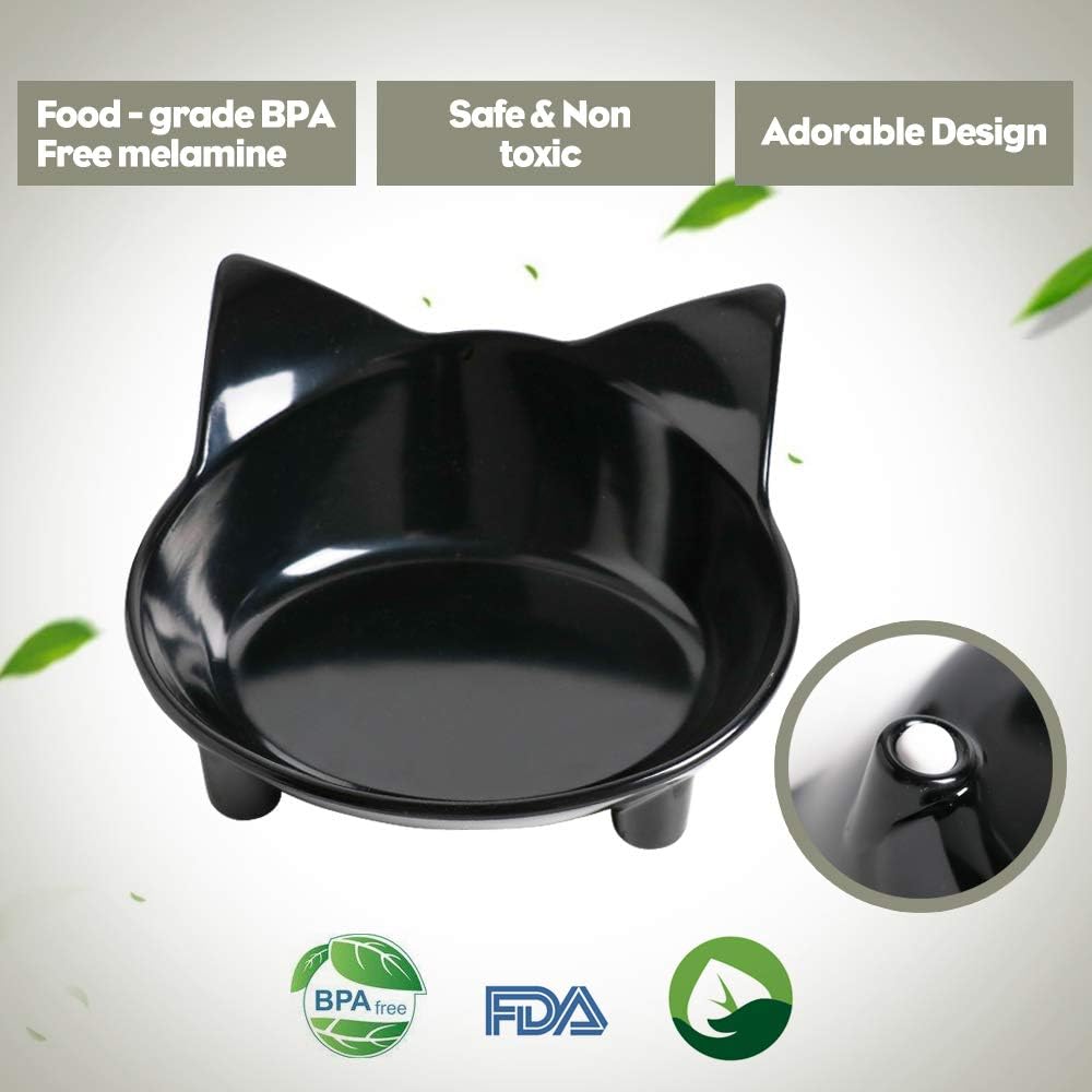 Cat Food Bowls Shallow Wide Non-Slip Whisker Friendly Dish for Indoor Cats