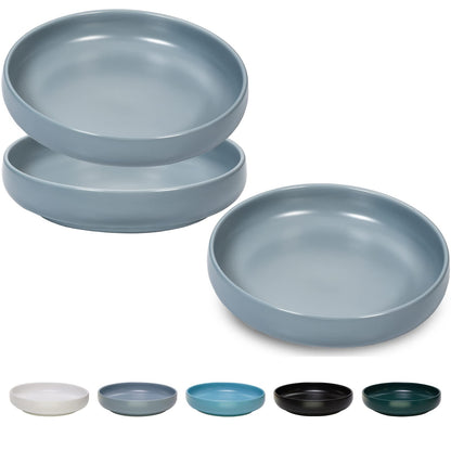 Ceramic Cat Bowls,Shallow Cat Dishes for Food and Water, 6 inch Matte Finish Wide Cat Food Bowl,Whisker Fatigue Free Pet Puppy Kitten Bowl Set of 3,Dishwasher Safe