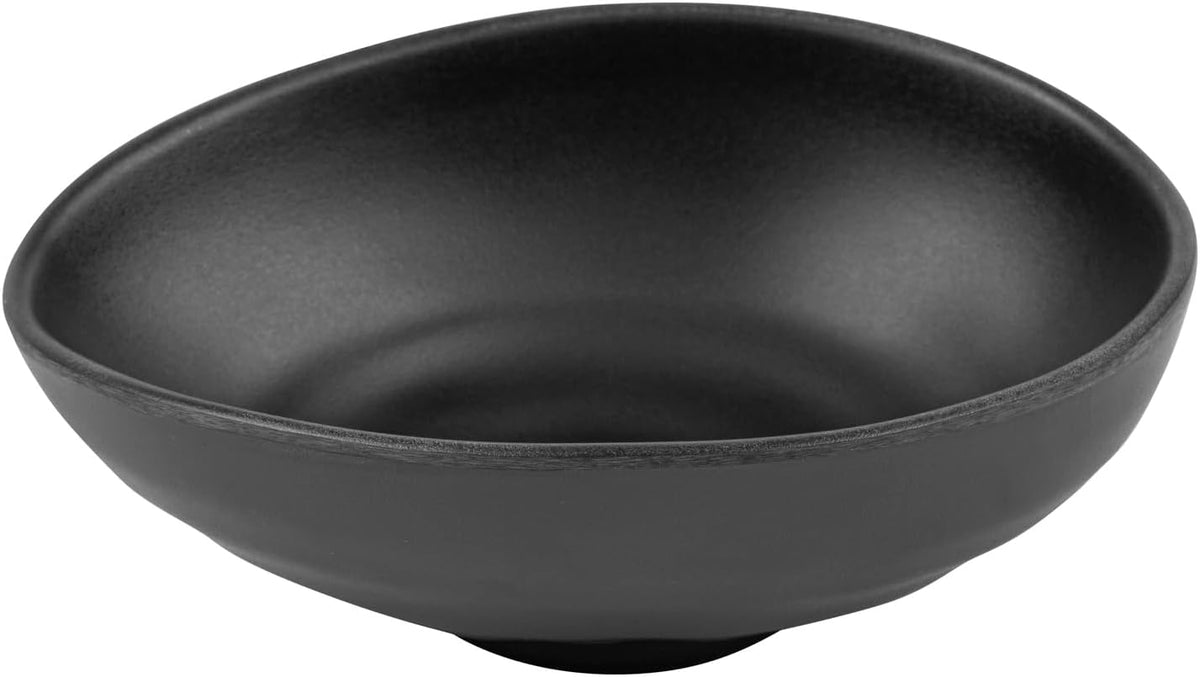 Restaurantware Voga 44 Ounce Serving Bowls 2 Premium Dinner Bowls - Top Rack Dishwashable Unique Black Melamine Salad Bowls Serve Hot And Cold Foods For Parties Or Events