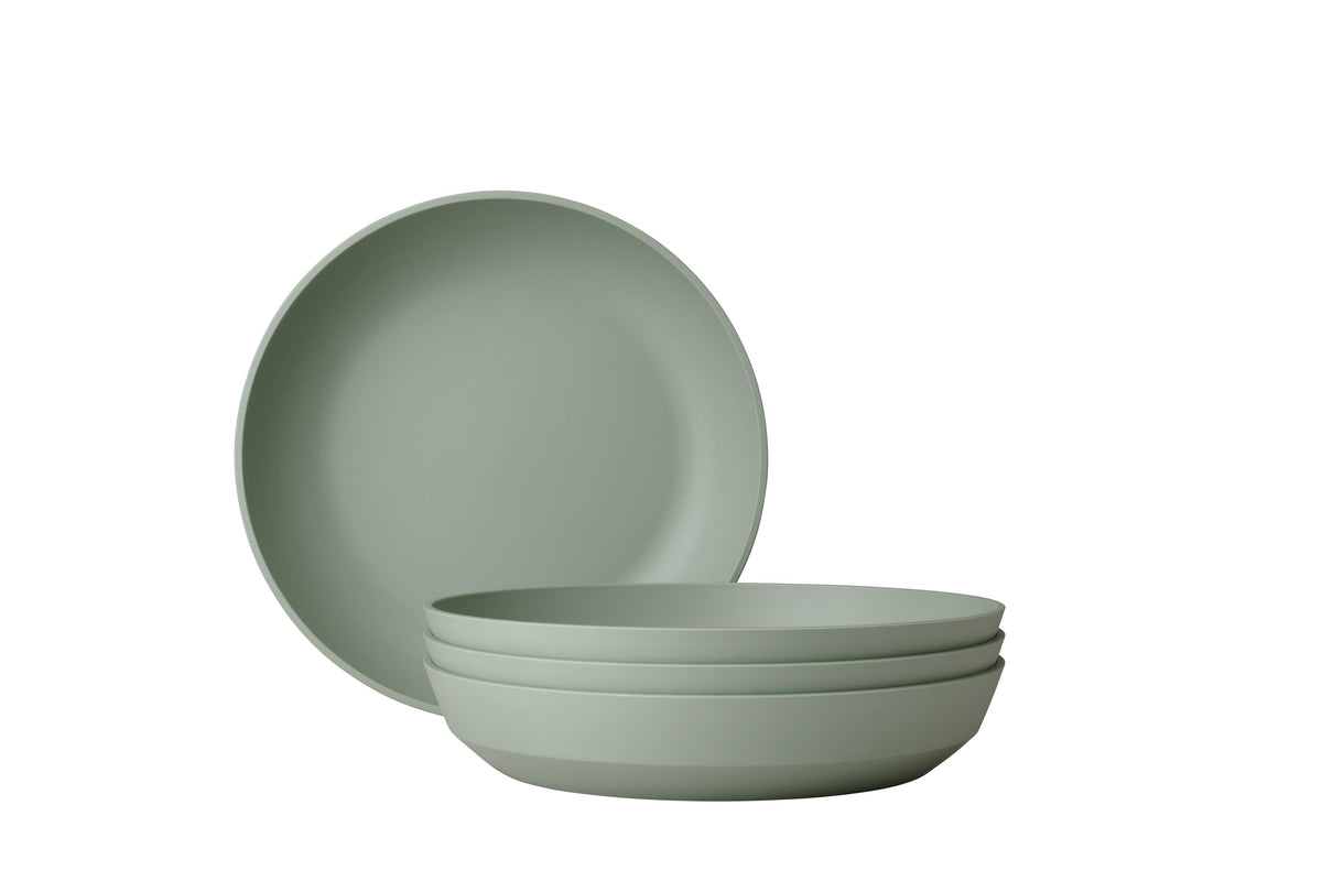 Mepal - Deep plate 4 pieces Silueta - Dishwasher & microwave resistant - Plastic plates - Dinner plates - Tableware - 21 cm - Nordic black