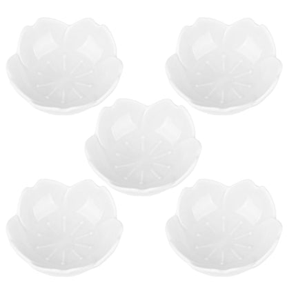 WHJY White Cherry Blossom Dish Set, Cute Pink Ceramic Plates, Sauce/Seasoning Dish, Sushi Dishes, Soy Dipping Bowl, Dessert, Appetizer Plates, Serving Dish for Kitchen Home – Set of 5