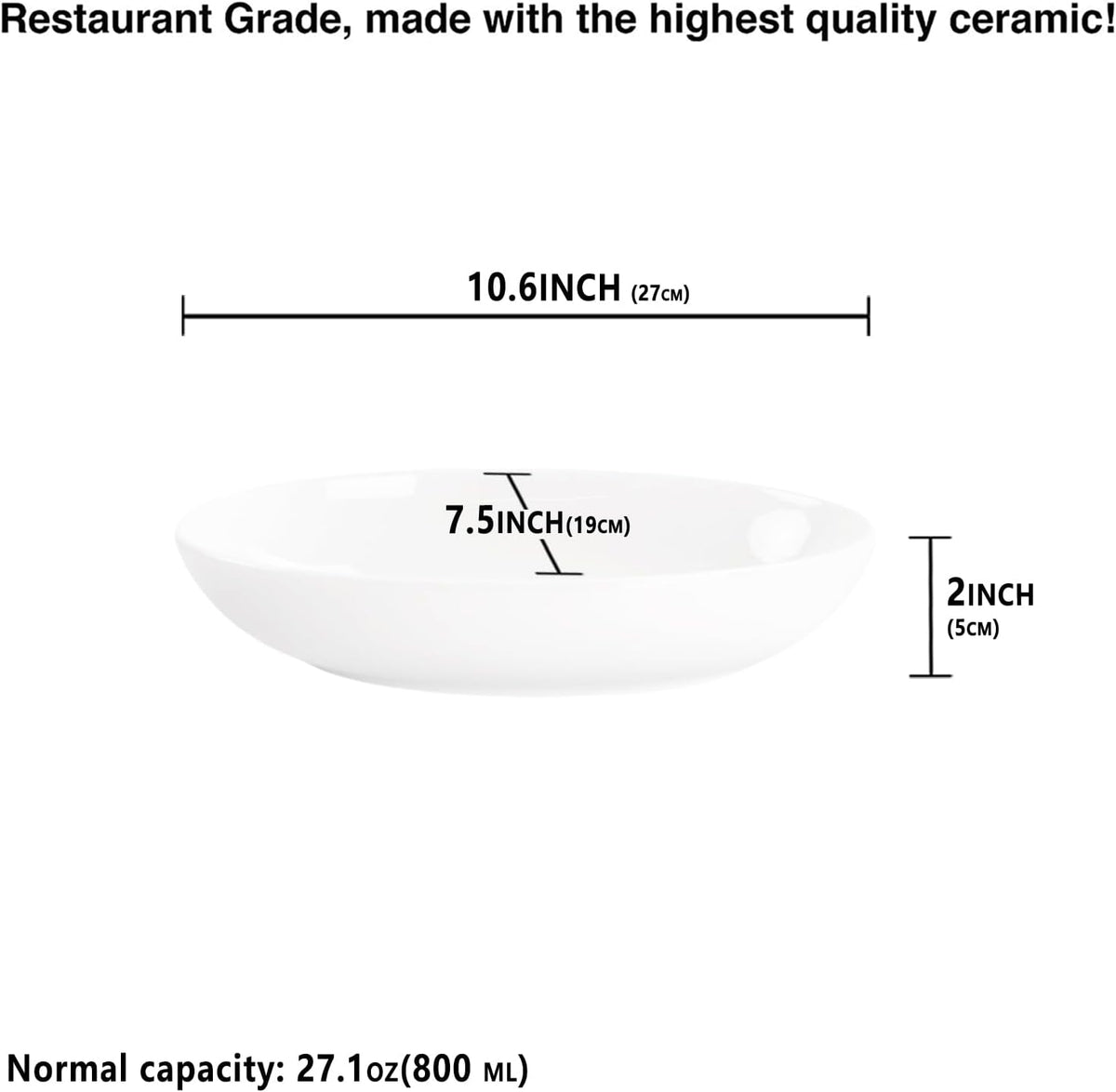insongdafa Ceramic Serving Plate 27 oz, Set of 4 Oval Salad Plate, Entertaining Modern Kitchen Dishes, for Dinner, Fruit, Salad, Pasta- Microwave, Oven & Dishwasher Safe, 10.6 Inch Oval deep Plate
