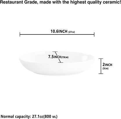 insongdafa Ceramic Serving Plate 27 oz, Set of 4 Oval Salad Plate, Entertaining Modern Kitchen Dishes, for Dinner, Fruit, Salad, Pasta- Microwave, Oven & Dishwasher Safe, 10.6 Inch Oval deep Plate