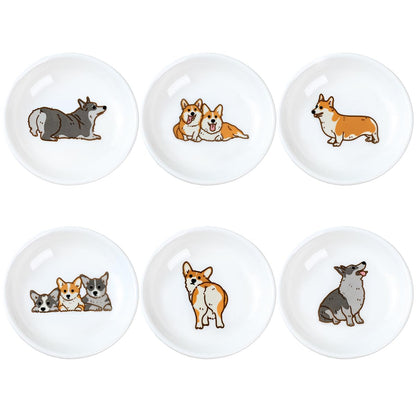 Funny Fidgety Chef Cat Pattern Ceramic Sauce Dishes, Seasoning Dishes, Sushi Soy Dipping Bowls, Appetizer Plates, Dessert Plates, Bird Feeding Bowls, Set of 6 - 5 Inch
