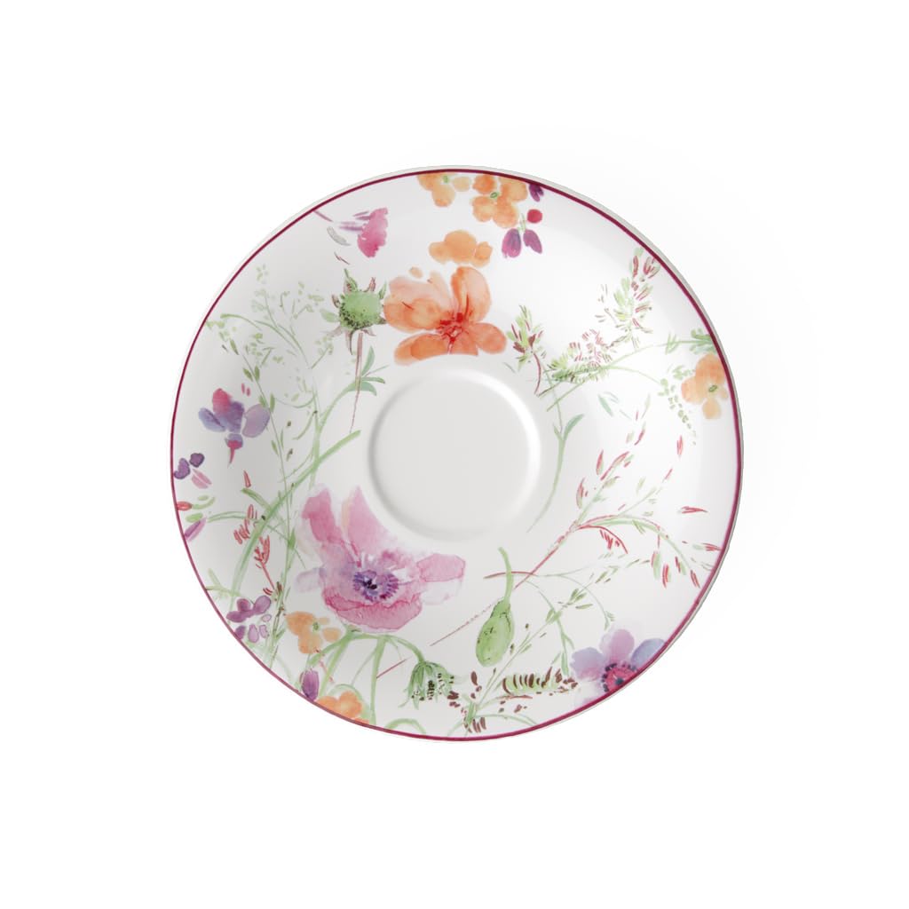 Villeroy & Boch Mariefleur Basic Rim Soup, 9 in, Premium Porcelain, White/Multicolored