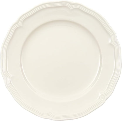 Villeroy & Boch Manoir Collection Pasta Bowl/Soup Plate, Premium Porcelain, Made in Germany, Dishwasher and Microwave Safe, Wide Rim, 9 in Diameter, 10 oz Capacity, Rich, Creamy White