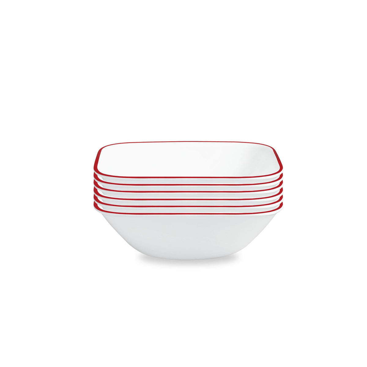Corelle Vitrelle 6-Piece (22-Oz) Cereal Soup Bowls, Triple Layer Glass and Chip Resistant, Lightweight Square Dinnerware Bowl Set, Simple Lines