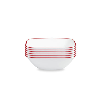 Corelle Vitrelle 6-Piece (22-Oz) Cereal Soup Bowls, Triple Layer Glass and Chip Resistant, Lightweight Square Dinnerware Bowl Set, Simple Lines