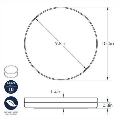 Nordic Ware 10-Inch Meal Plate, Set of 2, White, Microwave Safe Polypropylene