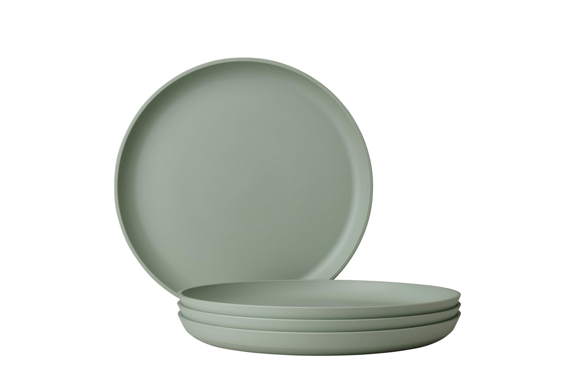 Mepal - Deep plate 4 pieces Silueta - Dishwasher & microwave resistant - Plastic plates - Dinner plates - Tableware - 21 cm - Nordic black